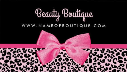 Girly Pink Leopard Print Cute Bow Beauty Boutique Business Cards