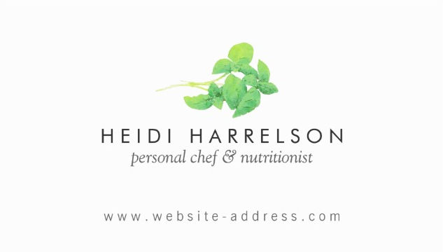 Simply Elegant Green Herbs Logo Nutritionist Business Cards