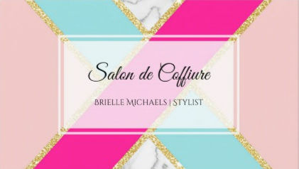 Elegant Hair Salon Pink and Blue Glitter and Marble Hairstylist Business Cards