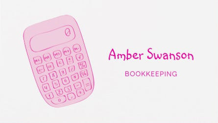 Cute Pink Calculator For Accountant and Bookkeeper Business Cards