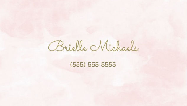 Simple Soft Pink Watercolor Gold Script Visiting Card Business Cards