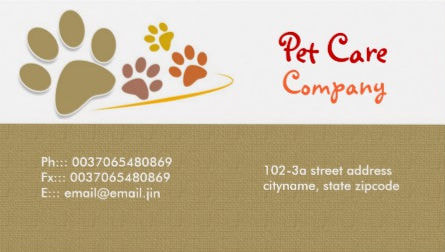 Trendy Pet Care Company Modern Autumn Colored Paws Business Cards