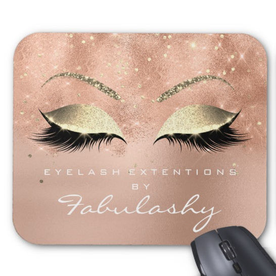 Rose Gold Glitter Branding Beauty Studio Lashes Extensions Mouse Pad
