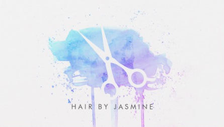 Modern Blue and Purple Watercolor Hairstylist Scissors Business Cards