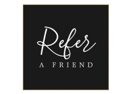Simple Elegant Black and White Square Refer a Friend Referral Cards