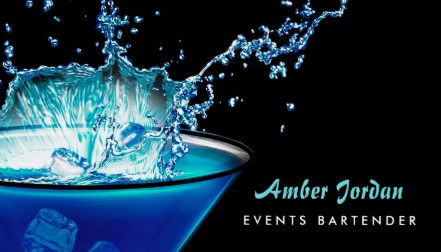 Moody Blue Beverage Splash Edgy Events Bartender Business Cards