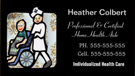 Cute Caregiver Illustration Certified Home Heath Care Aide Business Cards