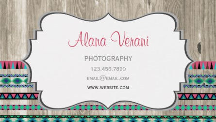 Modern Aztec Pattern on Rustic Weathered Wood Business Cards