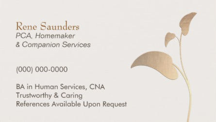 Elegant Faux Gold Leaves Professional  Home Companion Services Business Cards
