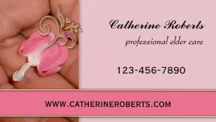 Elegant Professional Elder Card Pink Bleeding Heart Pendant Business Cards