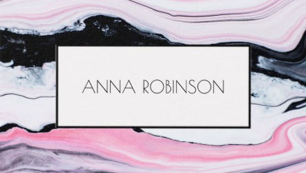 Stylish Pink and Black Marble Personalized Name Visiting Business Cards