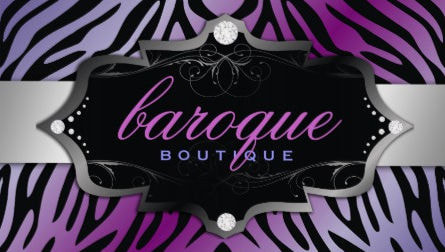 Glamorous Baroque Boutique Purple Flirt Zebra Print Business Cards