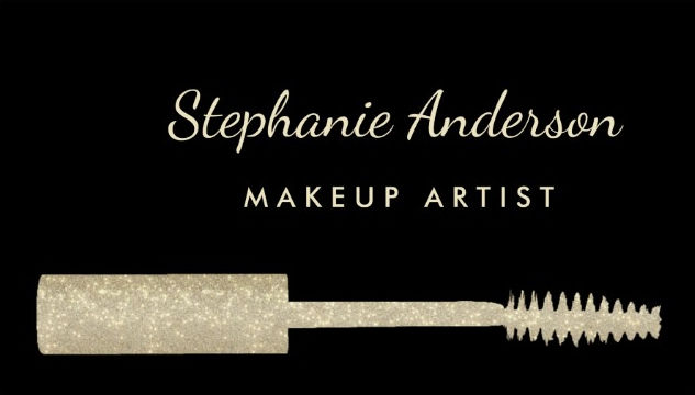 Faux Gold Glitz Mascara Brush Makeup Artist Business Cards