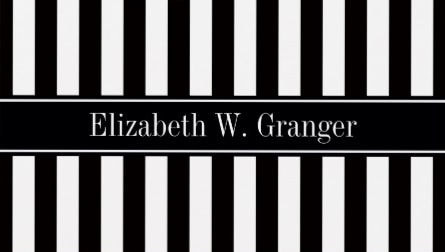 Black and White Striped Personalized Name Monogram Business Cards
