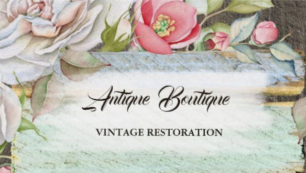 Rustic Wood Flora Antique Shop Vintage Restoration Business Cards