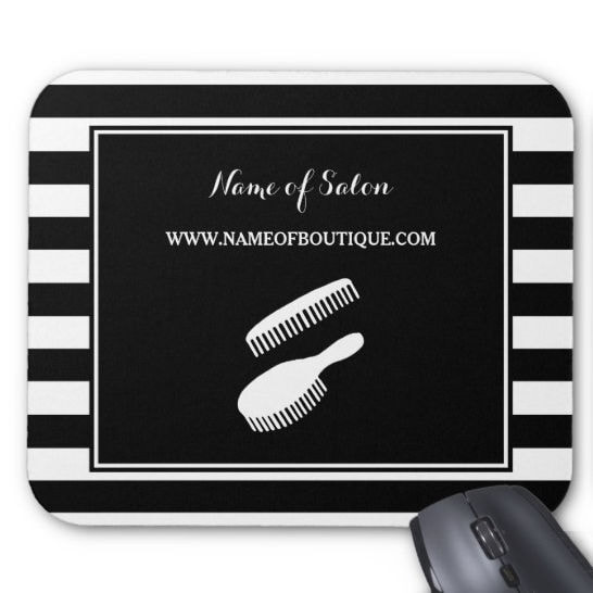 Trendy Black White Stripes Hair and Beauty Salon Mouse Pad