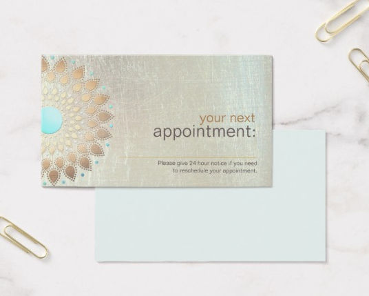 Gold Lotus Salon and Spa Luxury Appointment Reminder Business Cards