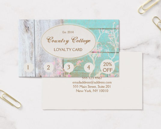 Rustic Wood Country Vintage Boutique Punch Loyalty Business Cards