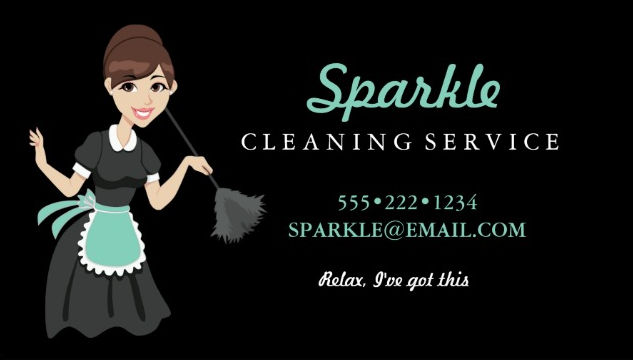 Cute and Classy Maid With Mint Apron Cleaning Services Business Cards