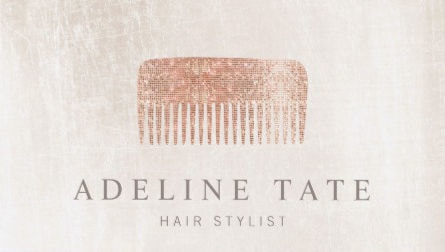 Modern Elegant Hair Stylist Rose Gold Sequin Comb Business Cards