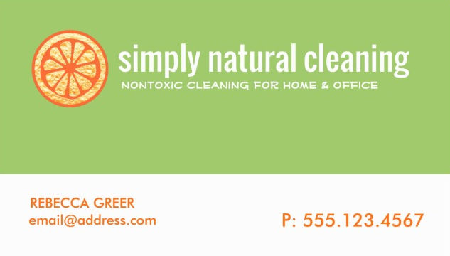 Simple Orange Sponge Nontoxic House Cleaning Services Business Cards