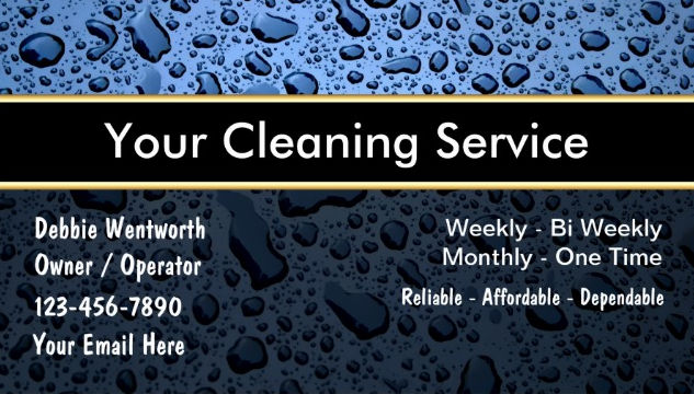Professional Cleaning Services Blue Window Water Droplets Business Cards