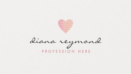 Professional Feminine Love Pink Heart Logo Personalized Name Business Cards