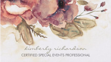 Watercolor Flowers Events Planning Vintage Maroon Elegant Business Cards
