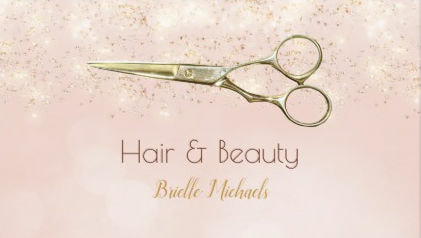 Luxury Hair Salon Gold Glitter Romantic Pink Bokeh Business Cards