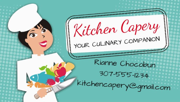 Cute Modern Woman Chef Culinary Companion Cooking Business Cards