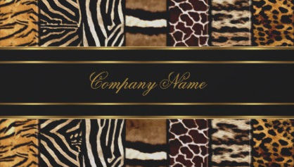 Gold and Black Elegant Mixed Zebra Leopard and Tiger Print Business Cards
