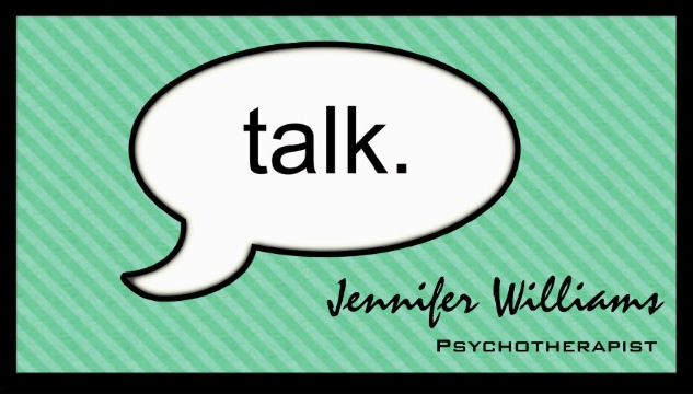 Talk Speech Bubble Green Diagonal Stripes Psychotherapist Business Cards