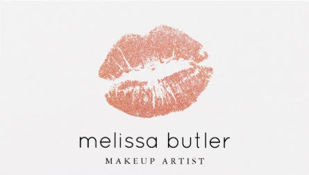 Simple and Chic Rose Gold Lips Makeup Artist Business Cards