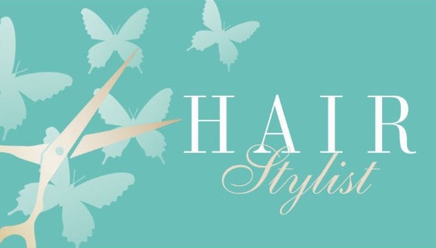 Hair Stylist Scissors and Butterflies Light Teal Business Cards