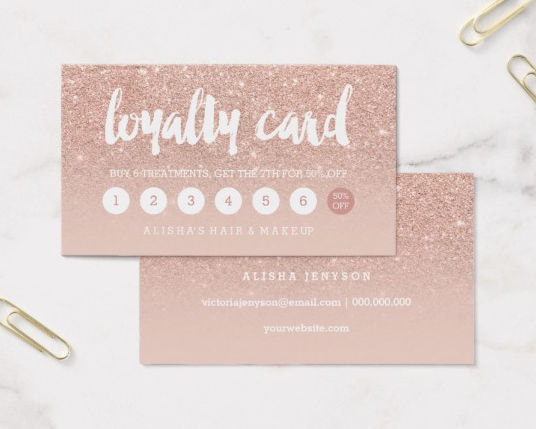 elegant typography blush rose gold loyalty card