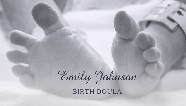 Newborn Baby Feet Hospital Band Birthing Doula Business Cards