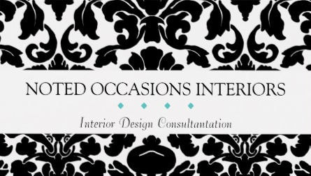 Black and White Damask Interior Design Profile Business Cards