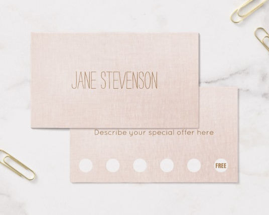 Minimalistic Light Pink Linen 6 Punch Loyalty Business Card