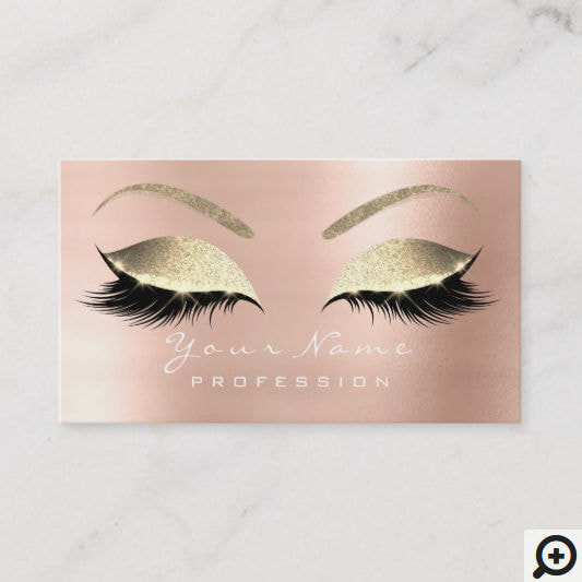 Glamorous Makeup Eyebrow Eyes Lashes Glitter Rose Gold Business Cards