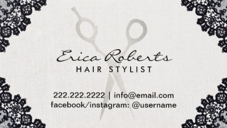 Hair Stylist Vintage Black Laced Salon Appointment Business Cards