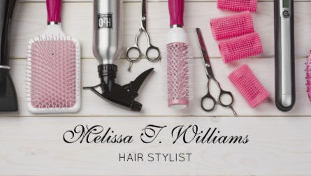 Girly Pink Hair Salon Supplies Photograph Hair Stylist and Salon Business Cards