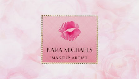 Elegant  Pink Lips Kiss Makeup Artist Rose Floral Business Cards