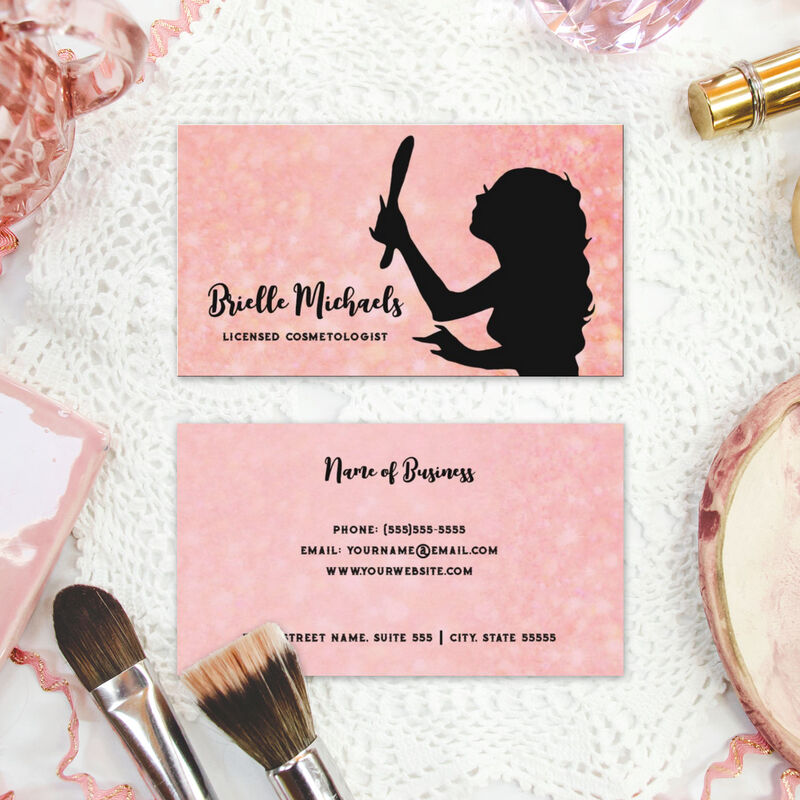 Makeup Artist Pink Girly Girl Cosmetologist Business Cards