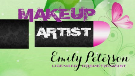 Spring Green Butterfly Kisses Pink Lipstick Makeup Artist Business Cards