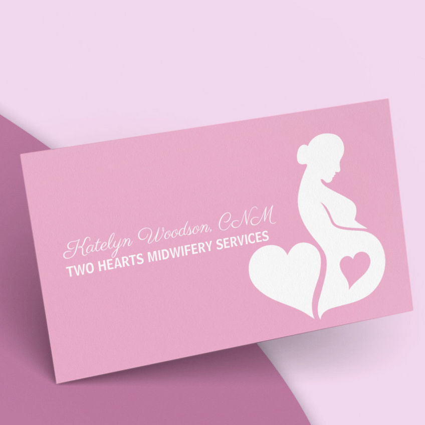 Midwife Beautiful Pregnancy Silhouette Pink Heart Business Cards