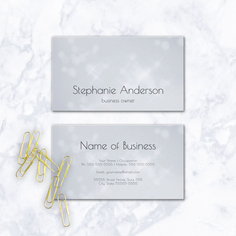 Modern Elegance Bokeh Glamorous Silver Sparkle Business Cards