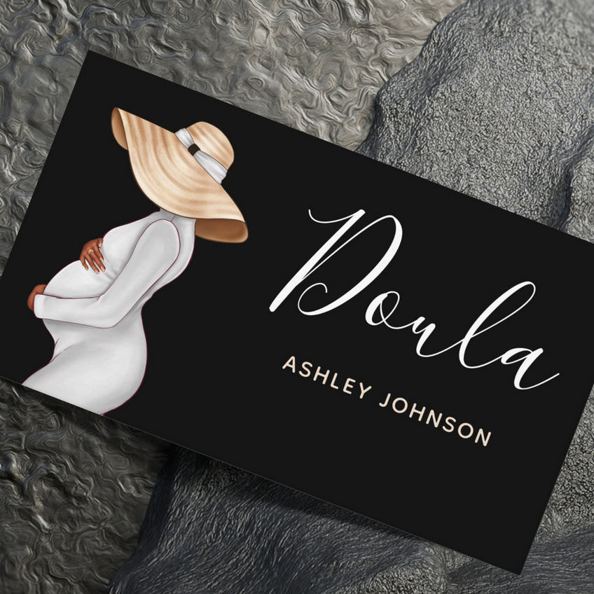 Modern Pregnant Woman Illustration Maternity Theme Business Cards