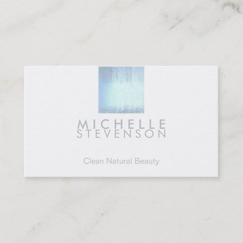 Modern Wet Blue Glass Beauty Salon and Spa White Business Cards