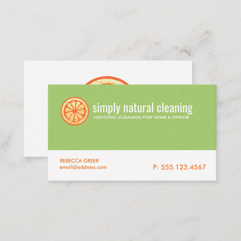 Simple Orange Sponge Nontoxic House Cleaning Services Business Cards
