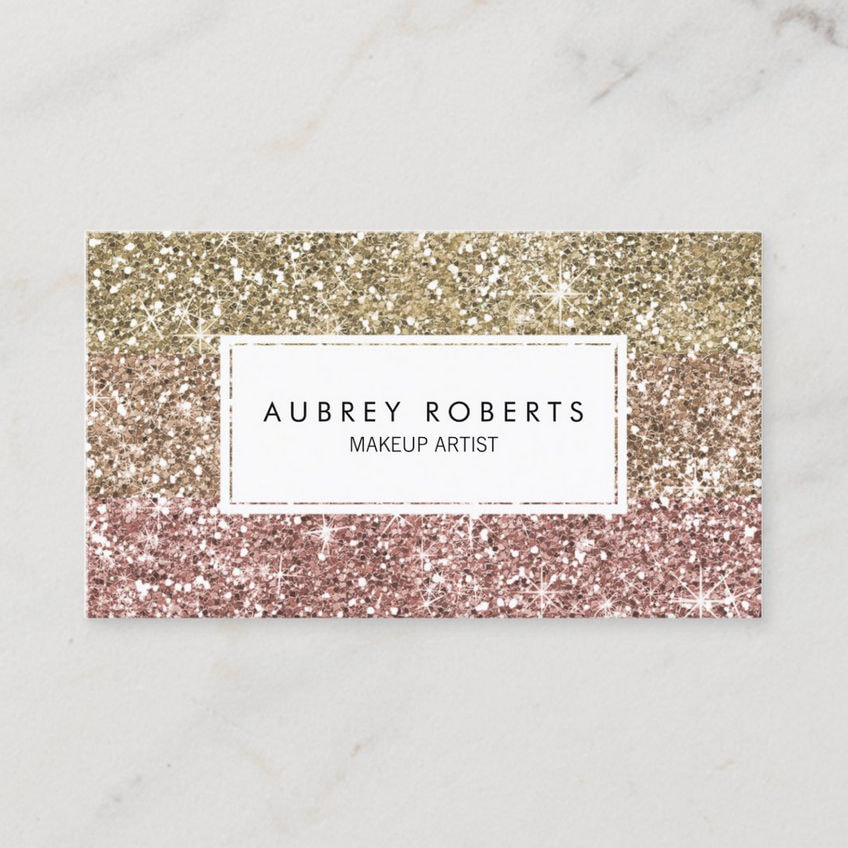 Professional Ombre Rose Pink Gold Glitter Girly Business Cards